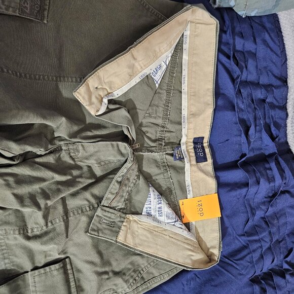 Izod Jeans Green Rock Wash Utility Cargo Shorts Men's Waist 33 - Picture 2 of 4